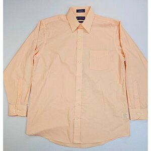 Stafford Performance Classic Fit Size 16.5 34-35 Peach Long Sleeve Mens Shirt